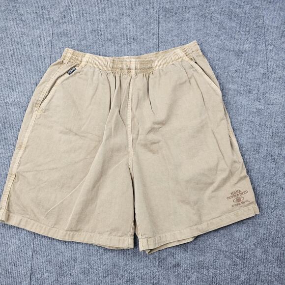 Crazy Shirts Shorts Mens XL Tan Kona Coffee Dyed Cotton Elastic Waist Natural - Picture 1 of 10